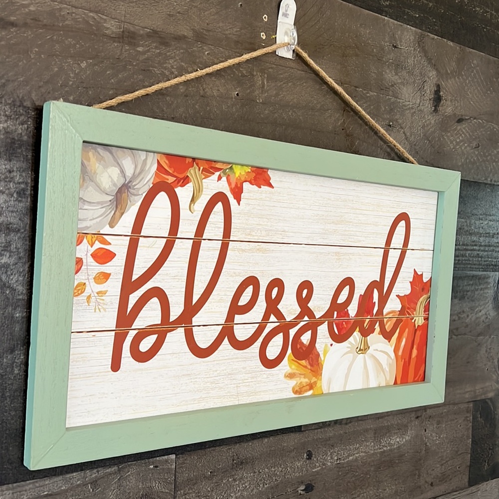 Fall “Blessed” Hanging Sign - Picture 2 of 3